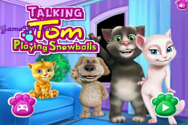 Play Online Talking Tom Playing Snowballs Game